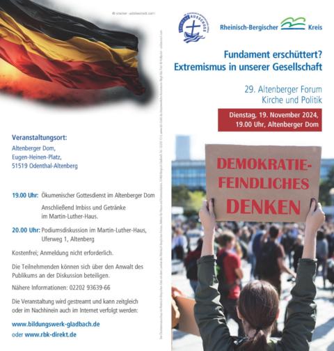 9. Altenberger Forum Kirche und Politik 19.11.2024 - Fundament erschüttert? Extremismus in unserer Gesellschaft