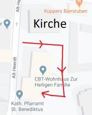Weg zum Garteneingang der Bücherei Weg zum Garteneingang der Bücherei
