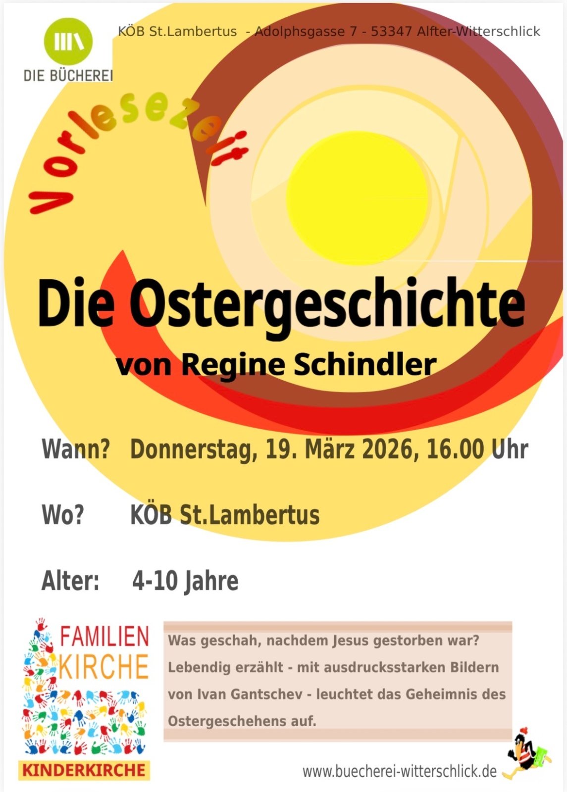 20260319 Einladung Vorlesezeit (c) KöB St. Lambertus Witterschlick