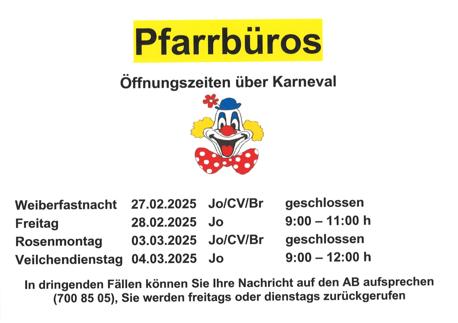 062 - Bürozeiten Karneval