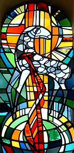 Fensterbild aus St.-Barbara in Andreasberg: Das Sakrament der Eucharistie