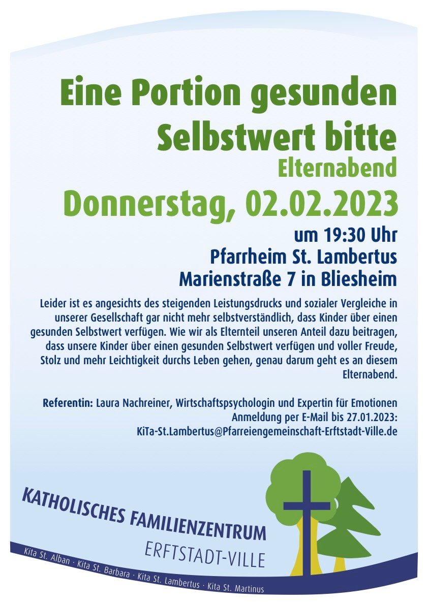 Plakat Elternabend Selbstwert (c) Pfarreiengemeinschaft-Erftstadt-Ville