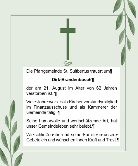 Trauer Dirk Brandenbusch