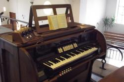 Der Spieltisch der Bach-Orgel von 1950 (I/8)